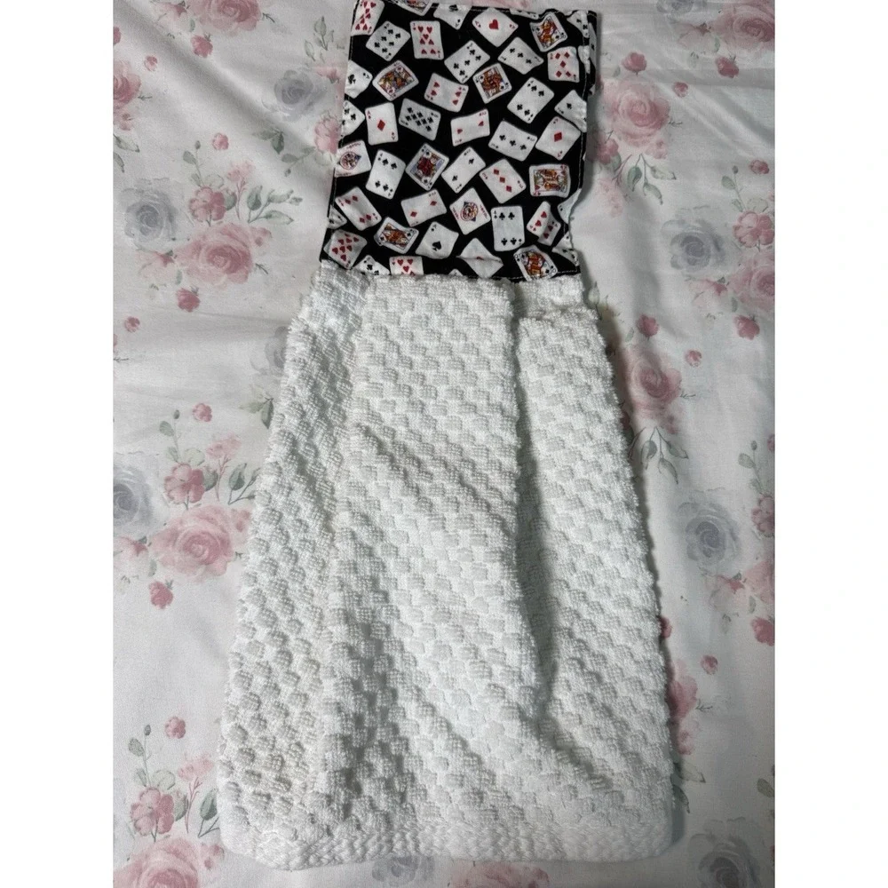 Playing Cards Kitchen Hand Towel Hanging Dish Towel‎ Black White 6x18